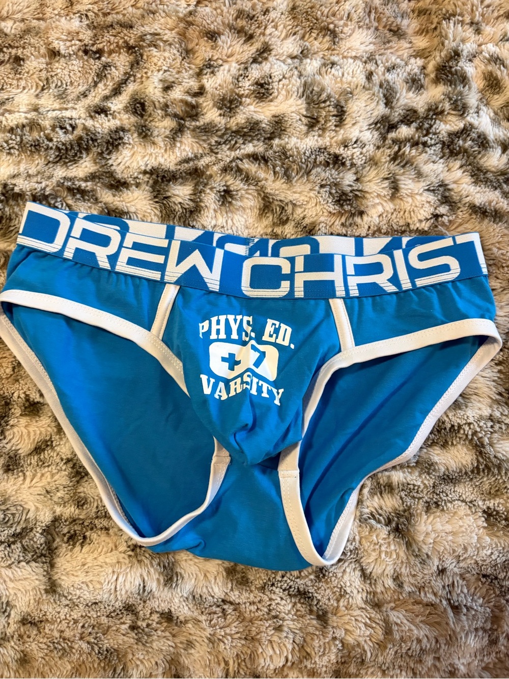 Andrew Christian Blue Phys. Ed. Varsity Swim Briefs with White Trim